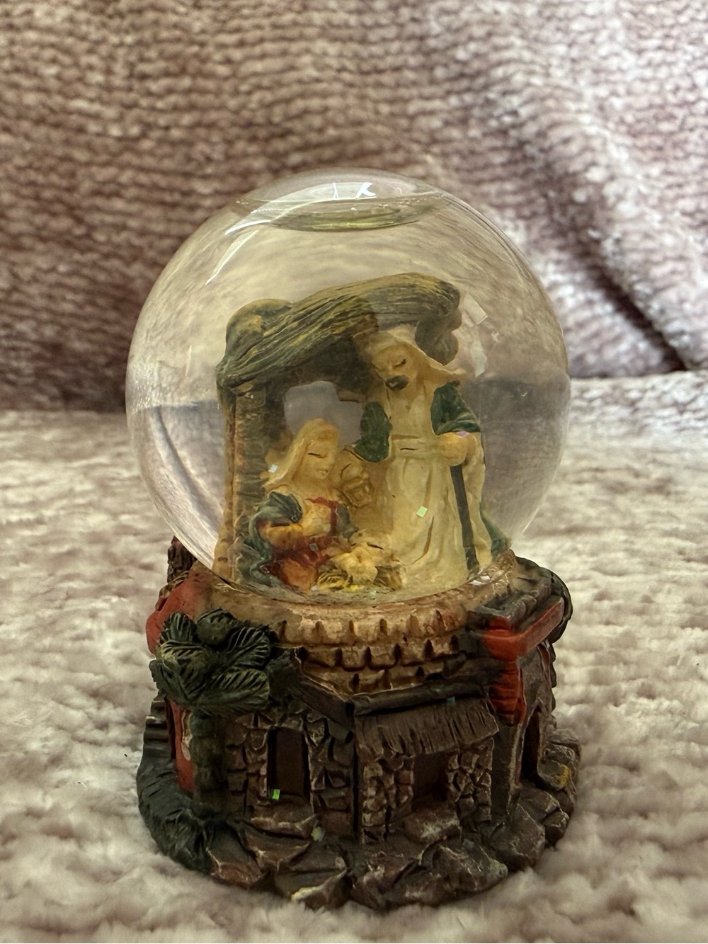 Mini Nativity Snow Globe Christmas Decoration Mary & Joseph Holiday Decor 3”